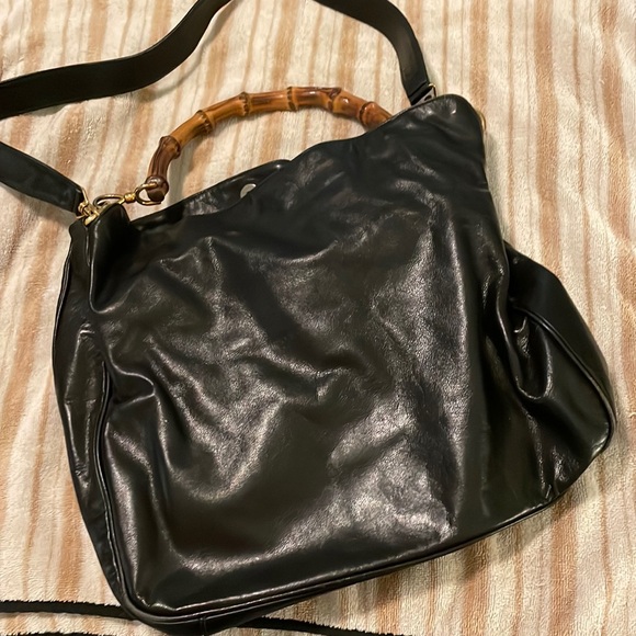 Gucci Diana Bamboo Handled Black Leather Snap Tote Gold Hardware Two-Way - Picture 1 of 6